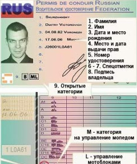 водительское удостоверение 